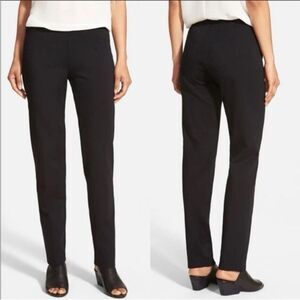 Eileen Fisher Rayon slim fit satin trouser pant black xs